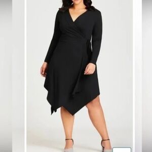 Avenue Black Wraparound Handkerchief  Dress Sz 18/20 NWT